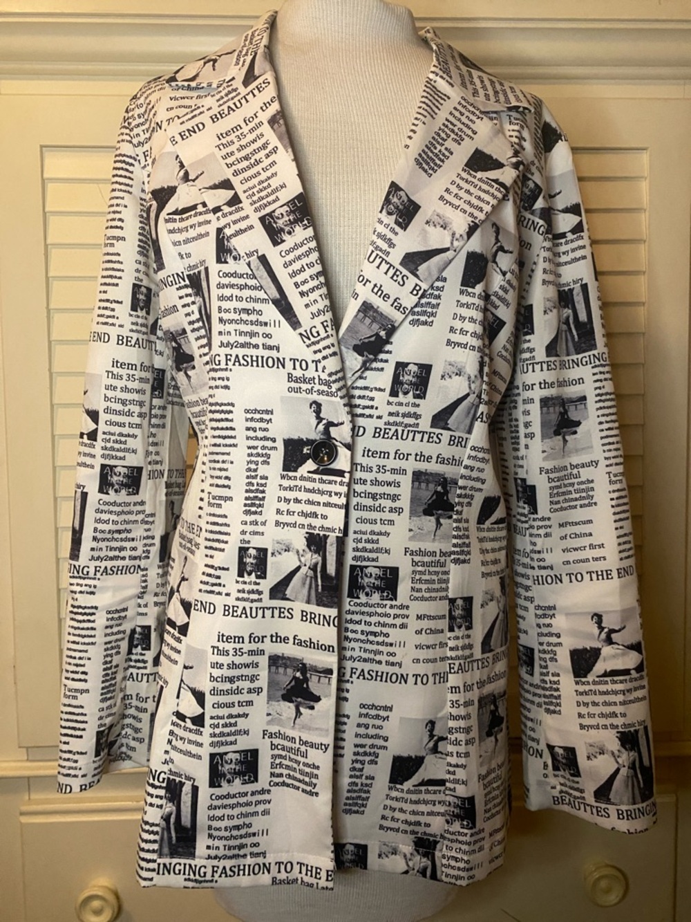 Newspaper Print Blazer